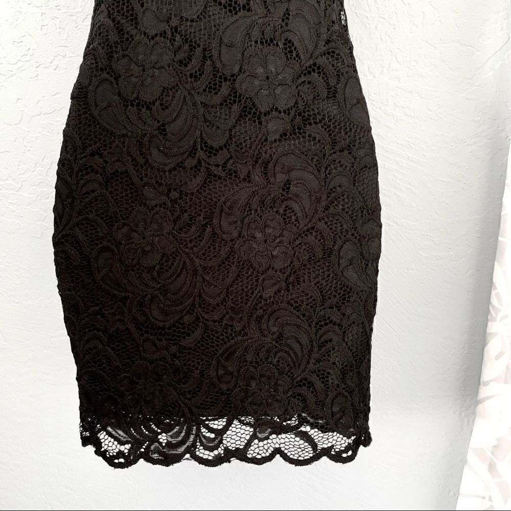 Ambiance Black Lace Overlay Midi Dress Size Small - Picture 11 of 15